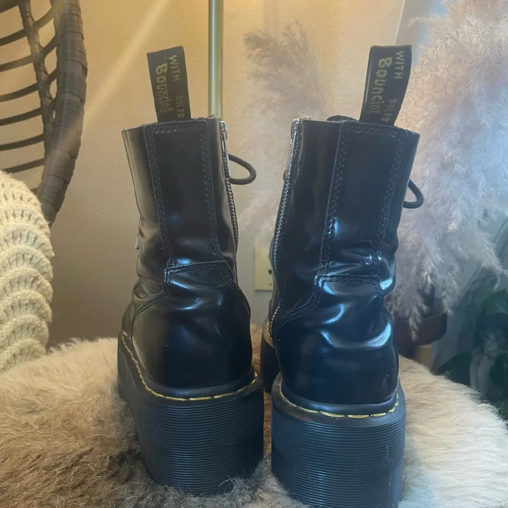 Dr. Martens Shiny Black Combat Boots - Picture 3 of 6